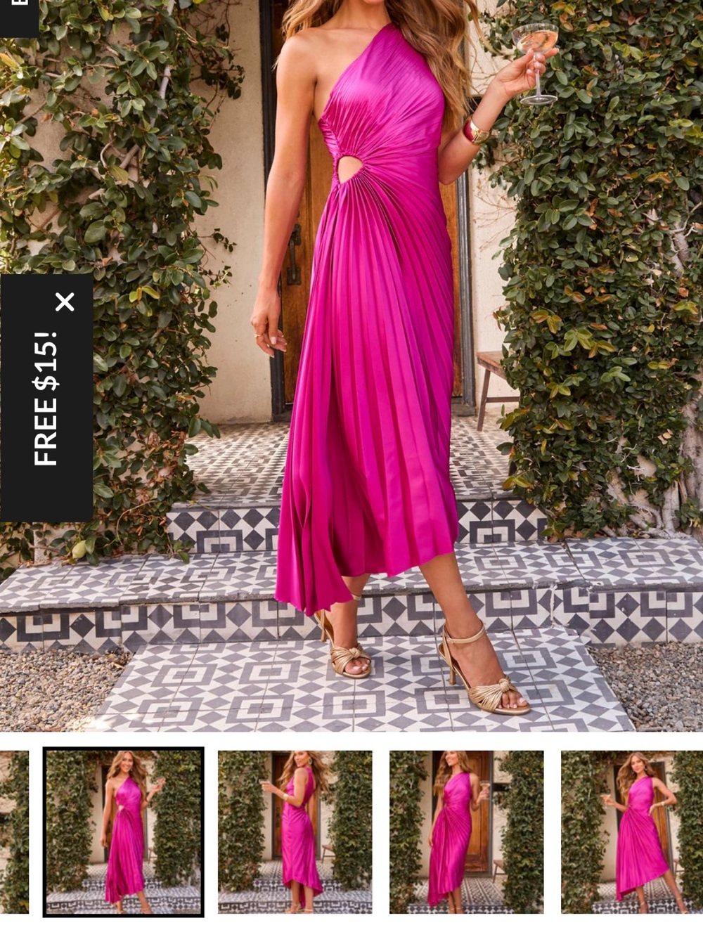 Magenta asymmetric one shoulder dress